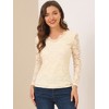 INSPIRE CHIC Women's Floral Embroidery Sheer Long Sleeves Lace Blouse - 4 of 4