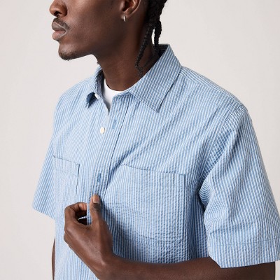 Мужские рубашки Levi's ® Men's Relaxed Fit Boxy Short Sleeve Button-Down Shirt - Light Blue XXL — фото 3