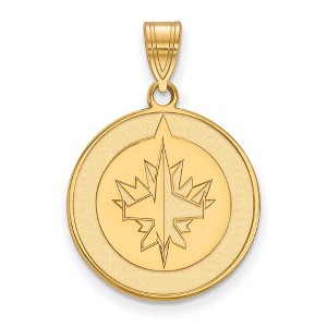 Black Bow Jewelry 14k Yellow Gold Plated Sterling Silver Winnipeg Jets NHL Large Pendant - 1 of 3