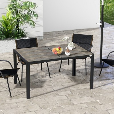 Maggift Patio End Table, Rectangular Outdoor Dining Table with All-Weather Faux Wood Top for Garden, Lawn, Patio, Gray, 39.7"*55"*35.5"