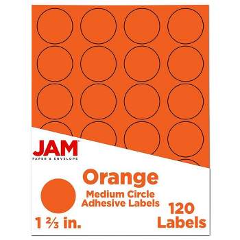 JAM Paper Circle Sticker Seals 1 2/3" 120ct - Orange