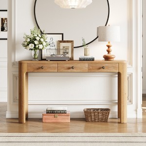 Bella Depot Farmhouse 52" Console Table with 3 Drawers, Sturdy Sofa Table with Thick Legs for Hallway & Living Room - 1 of 4