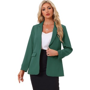 Allegra K Women's Bussiness Work Office One Button Open Front Blazer - 1 of 4