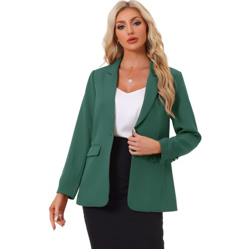 Allegra K Women's Bussiness Work Office One Button Open Front Blazer ...