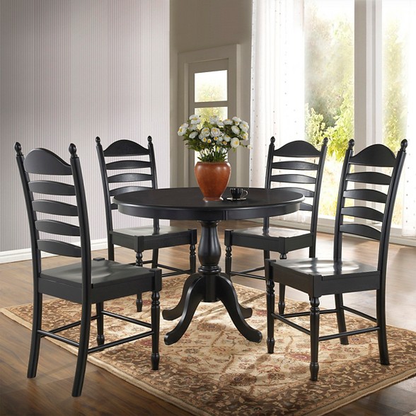 Salem 42 Round Pedestal Dining Table Antique Black Carolina Chair