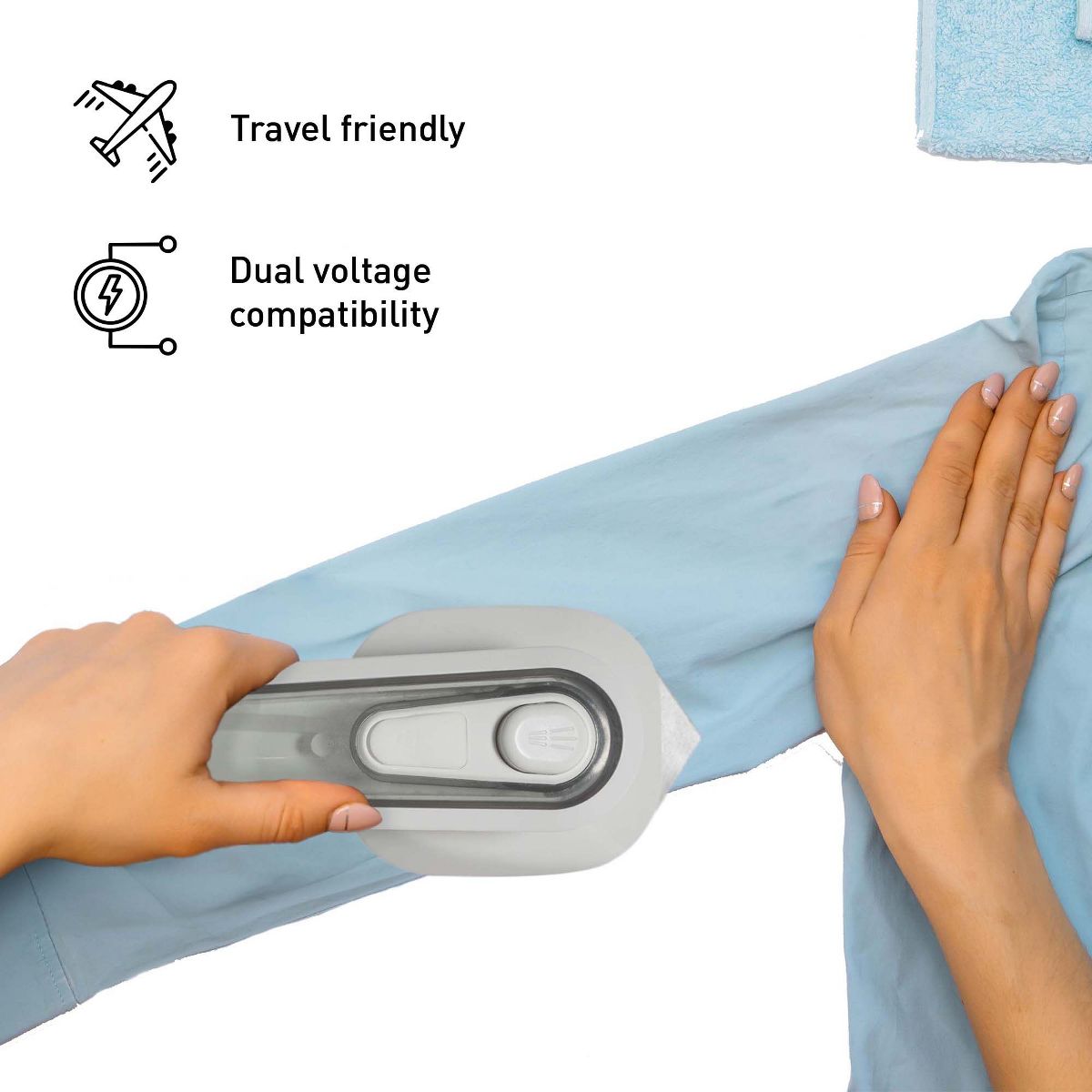 Travel Laundry Essentials Set: Garment Steamer, Mini Iron, Eco-Friendly Laundry Sheets, and Wool Dryer Balls - thumbnail 3