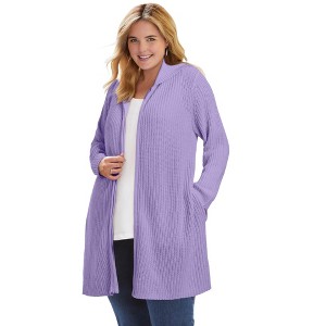 Woman Within Hoodie Shaker Cardigan - 1 of 4
