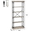 Industrial Bookshelf 6 Tier, Tall Bookcase with Metal Frame, Open Storage Rack for Bedroom Living Room Home Office, Rustic Style - 2 of 4