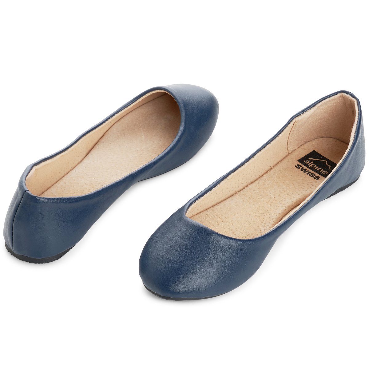 Обувь Alpine Swiss Womens Navy Leather Pierina Ballet Flats 8 M US — фото 5