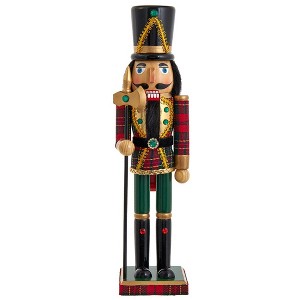 Kurt Adler 15-Inch Wooden Green and Red Plaid Soldier Nutcracker - 1 of 4