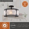 VAXCEL Wilder 3-Light 13 in. Wide Matte Black Contemporary Modern Drum Semi Flush Mount Lighting Fixture, White Swirl Glass Shade - 4 of 4