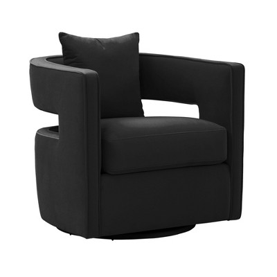 TOV Furniture Kennedy Velvet Swivel Accent Chair Black 30"W x 29.5"D x 31.5"H