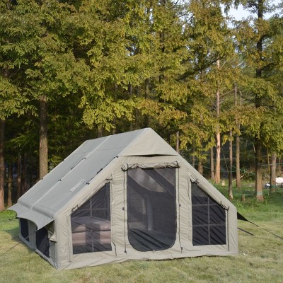 9.8 13ft Inflatable Glamping Camping Tent with Hand Pump 4 Season Waterproof Oxford Cabin Tent with Mesh and Chimney Window-The Pop Home
