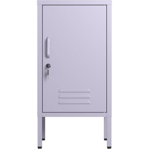 Single Door Lockable Metal End Table,Modern Minimalist Room Side Table with 2 Adjustable Shelf,Multi Storage Cabinet for Living Room Bedroom - 1 of 4