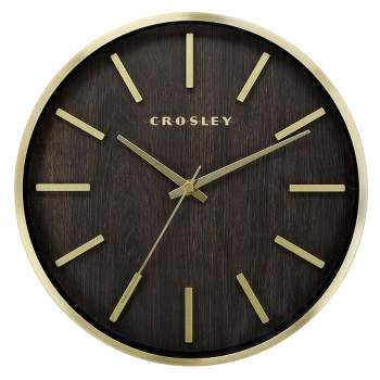Analog 10" Gold Metal Quartz Accurate with Raised Hour Marks Wall Clock - Crosley