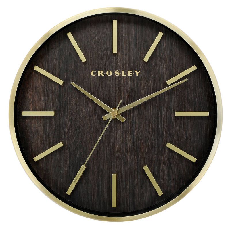 Analog 10&#34; Gold Metal Quartz Accurate with Raised Hour Marks Wall Clock - Crosley, 1 of 7