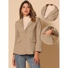 Allegra K Women's Notched Lapel Denim Single Breasted Shoulder Pad Business Casual Blazer - 2 of 4