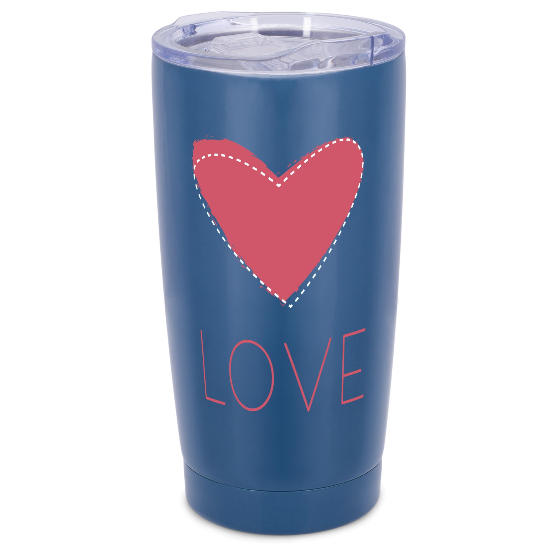 Elanze Designs Love Stitched Up Heart Wrap-Around Design 20 Ounce Stainless Steel On-The-Go Coffee Mug, Thermal Travel Tumbler with Leak Resistant