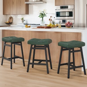 Arceso Counter Height Bar Stools Set, Barstools with Thick Faux Leather Saddle Seat & Heavy Duty Metal Legs,24Inch Kitchen Counter Stools - 1 of 4