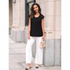 Women's Lace Top Pleated Short Sleeve Flowy Blouse Summer Loose Business Casual Dressy Shirts - 4 of 4