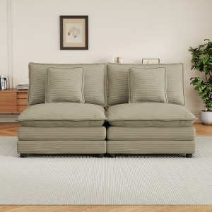 Modular Corduroy Sofa Couch, Upholstered Sofa with Removable Pillows & Deep Seat for Living Room - ModernLuxe - 1 of 4