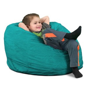 Ultimate Sack Kids Bean Bag Chair, Oversized Comfortable Indoor Floor Lounger, Giant Foam-Filled Furniture for Relaxing, Teal Suede - 1 of 4