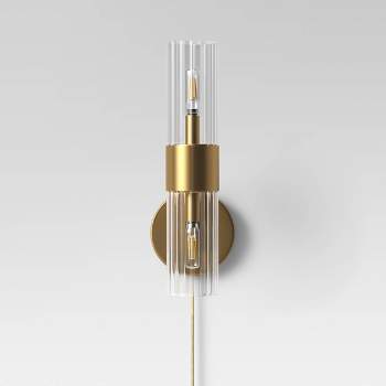 Ribbed Glass Sconce Lamp Brass  - Threshold™