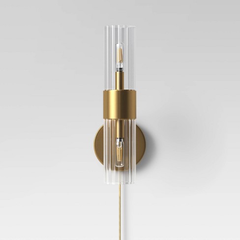 Metal Wall Sconce (includes Led Light Bulb) Brass - Threshold™ Designed  With Studio Mcgee : Target