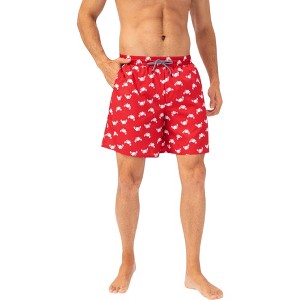 Anna-Kaci Active Men's Tropical Print Swim Trunks with Elastic Waistband and Side Pockets - 1 of 4