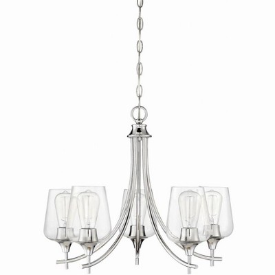 Satin Nickel 5-Light Chandelier with Clear Glass Shades