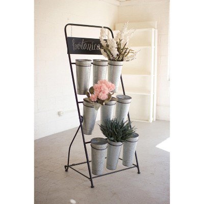 Flower Rack with Nine Galvanized Buckets 62" Tall by Kalalou