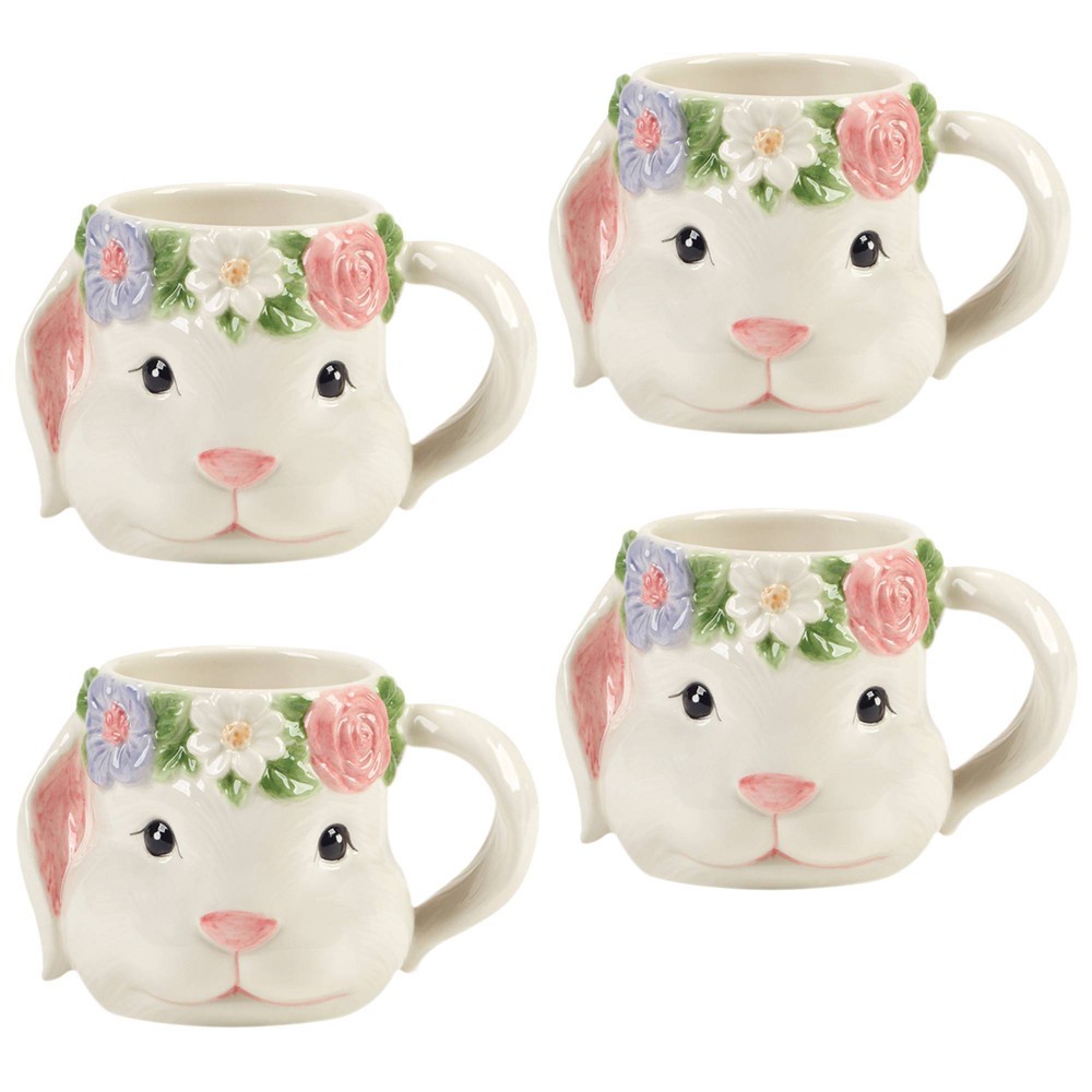 Photos - Glass Certified International  18oz Easter Morning 3D Bunny Mugs (Set of 4)