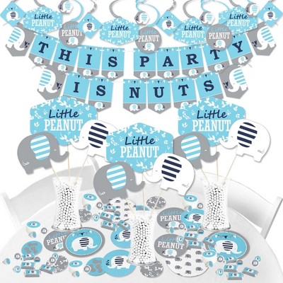 Big Dot of Happiness Blue Elephant - Boy Baby Shower or Birthday Party Supplies - Banner Decoration Kit - Fundle Bundle