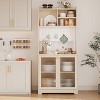 Homhougo 71" Tall Pantry Cabinet with Hutch & Pegboard, Microwave Stand, Large Storage for Kitchen Coffee Bar, Oak - 3 of 4