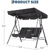 3-Seater Outdoor Porch Swing Chair with Adjustable Canopy, Heavy-Duty Steel Frame, 600 Lb Capacity, Weatherproof Cushions - 2 of 4