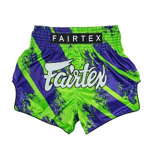 Fairtex BS1928 Green/Blue New Muay Thai Boxing Shorts Slim Cut - 1 of 4