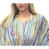 LA LEELA Women's Summer Vacation Mini Beachwear Bathing Suit Loose Beach Dress Hawaiian Swimsuit Cover Ups Small-Medium Blue, Stripe - 2 of 4