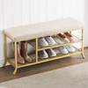 Shoe Storage Bench with Padded Seat, Shoe Rack Bench for Entryway, Shoe Storage Shelf with Metal Frame, 2-Tier Shoe Organizer for Bedroom Living Room - 3 of 4