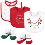 Little Treasure Baby Girl Cotton Bib and Sock Set 5pk, Christmas Necklace, One Size