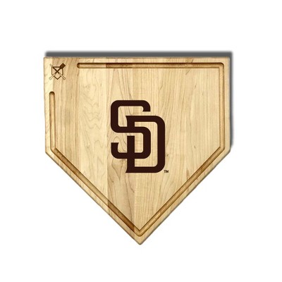 MLB 17-Inch Wooden Home Plate Cutting Board w/Trough, San Diego Padres