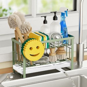 Kitchen Countertop Smiley Sink Caddy - Self-Draining, Detachable Brush Holder, Fits Soap/Scrubber/Dish Brush - 1 of 4