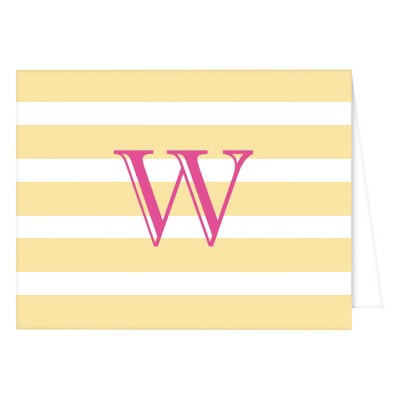 "W" Monogram Cabana Stripe Folded Notes Collections Patel Yellow