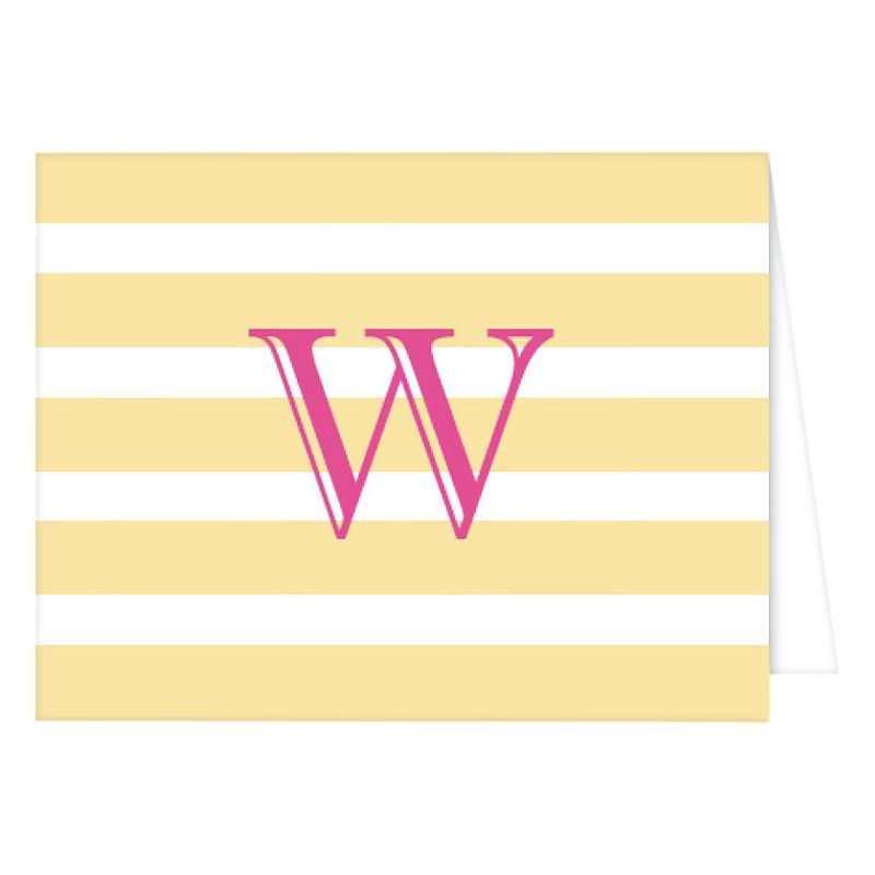 &#34;W&#34; Monogram Cabana Stripe Folded Notes Collections Patel Yellow, 1 of 2