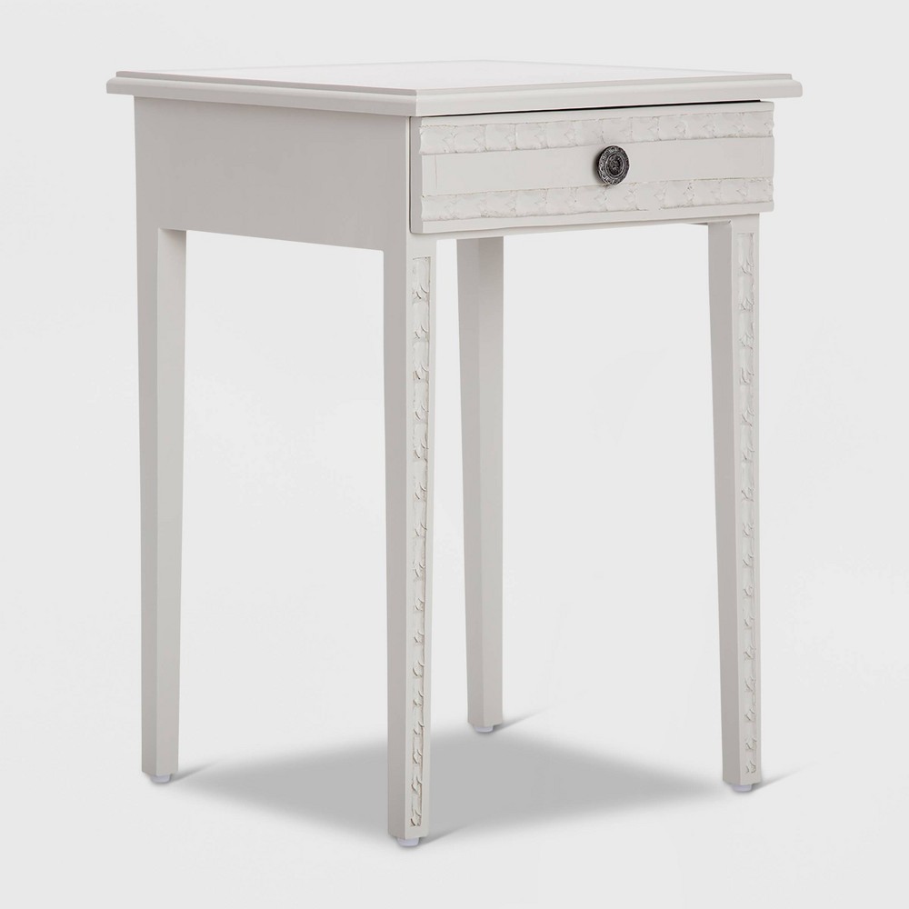 Jules End Table Nightstand with Drawer Light Gray - Adore Decor: Modern Design, Mango Wood Surface, Iron Frame, No Assembly Required