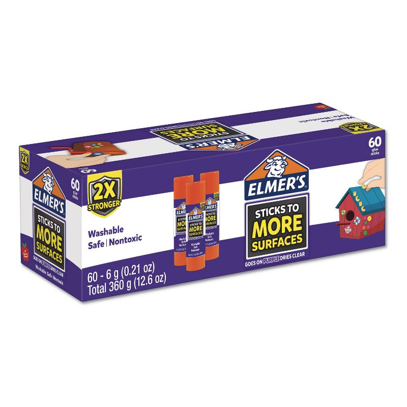 Elmer's Extra-Strength School Glue Sticks 0.21 oz Dries Clear 60/Pack 2027017, 1 of 5