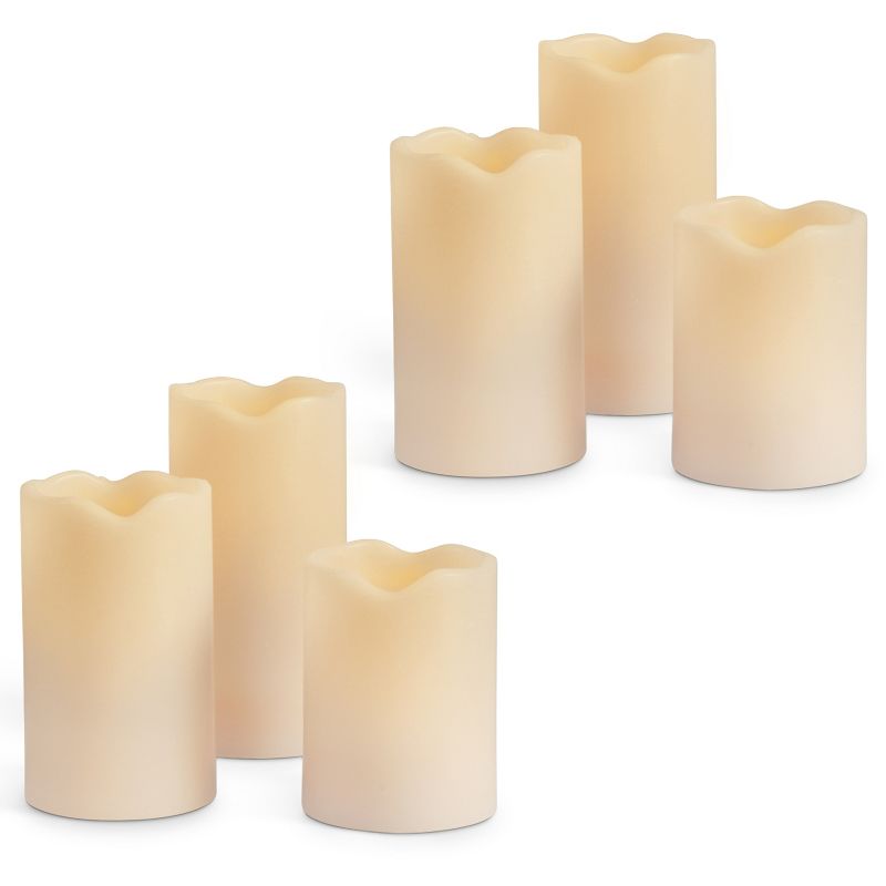 Everlasting Glow Two Sets of 3 LED Pillar Candles (6 total candles), 1 of 3