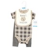 Hudson Baby Cotton Bodysuit, Pant and Bib Set, Snuggle Bear - 2 of 4