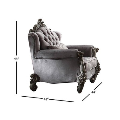 Versailles Antique Platinum Velvet Accent Chair
