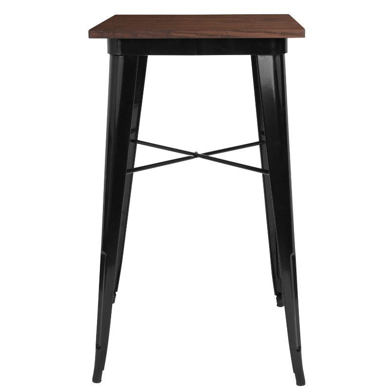 Emma and Oliver 23.75" Square Wood/Metal Indoor Bar Height Table, 4 of 5