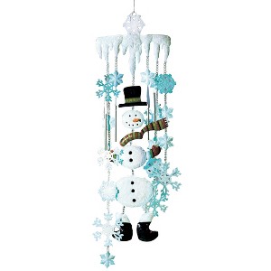 Collections Etc Winter Snowman Holiday Garden Windchimes Accordion White - 1 of 3